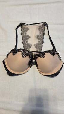 Victoria's Secret Black and Nude Lace Demi Bra Size 34C